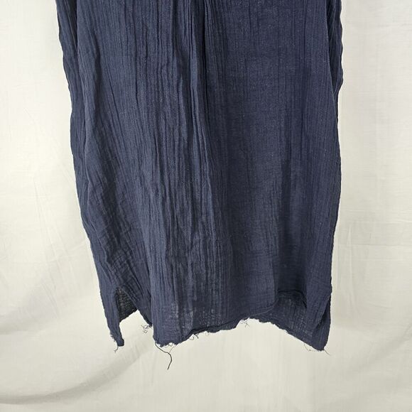 Stark X Sleeveless Collared Shirtdress In Navy Women's  Size Small Muslin Cotton - Picture 3 of 7